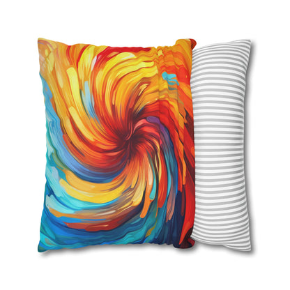 Vibrant Swirling Abstract Art - Unique and Colorful Spun Polyester Square Pillow Case