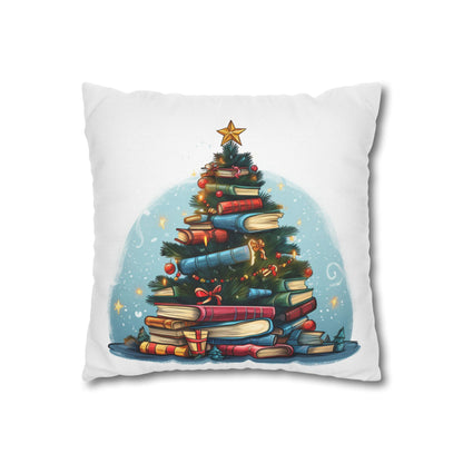 Book Lover Christmas Tree, Gift For Readers - Spun Polyester Square Pillow Case