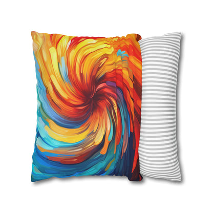 Vibrant Swirling Abstract Art - Unique and Colorful Spun Polyester Square Pillow Case