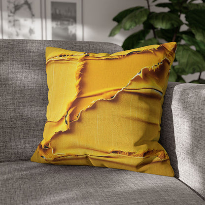 Banana Yellow Lemon: Bold Distressed, Denim-Inspired Fabric - Spun Polyester Square Pillow Case