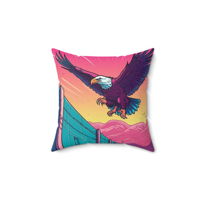 American Bald Eagle Border Build Fly Wall Graphic Spun Polyester Square Pillow