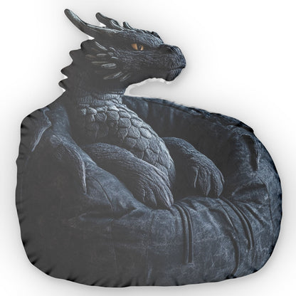 Dark Dragon, Beanbag Chair Stuffed Cushion, Plush Shaped Pillow