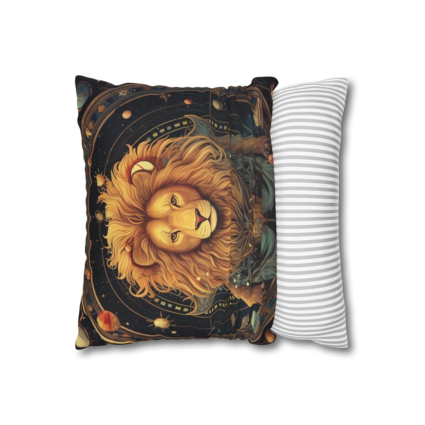 Astrological Leo Sign - Vibrant Cosmic Zodiac Astrology - Spun Polyester Square Pillow Case