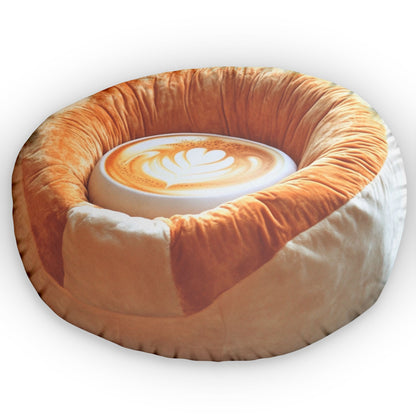 Coffee Mocha Cappuccino Beanbag Chair Cushion, Plush Stuffed Shaped Pillow