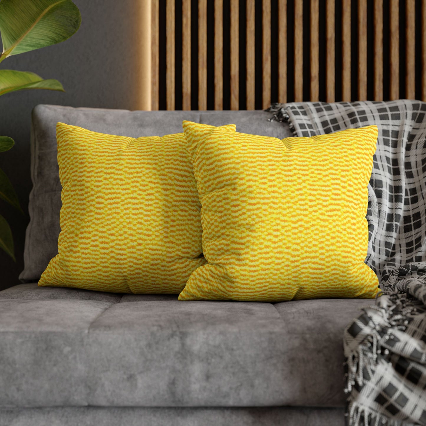 Sunshine Yellow Lemon: Denim-Inspired, Cheerful Fabric - Spun Polyester Square Pillow Case