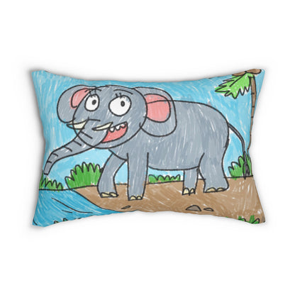 Elefante Elephant King Safari Animal Laundry Spun Polyester Lumbar Pillow