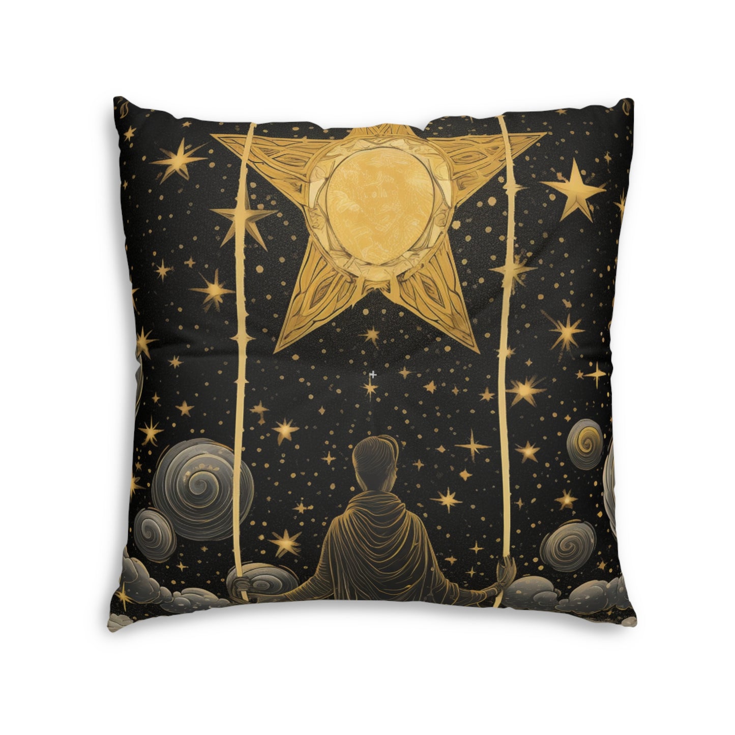 The Star Tarot Card - Symbol of Faith and Optimism - Tufted Floor Pillow, Square