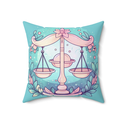 Libra Astrology - Soft Lighting & Pastel Zodiac Sign Symbol - Spun Polyester Square Pillow