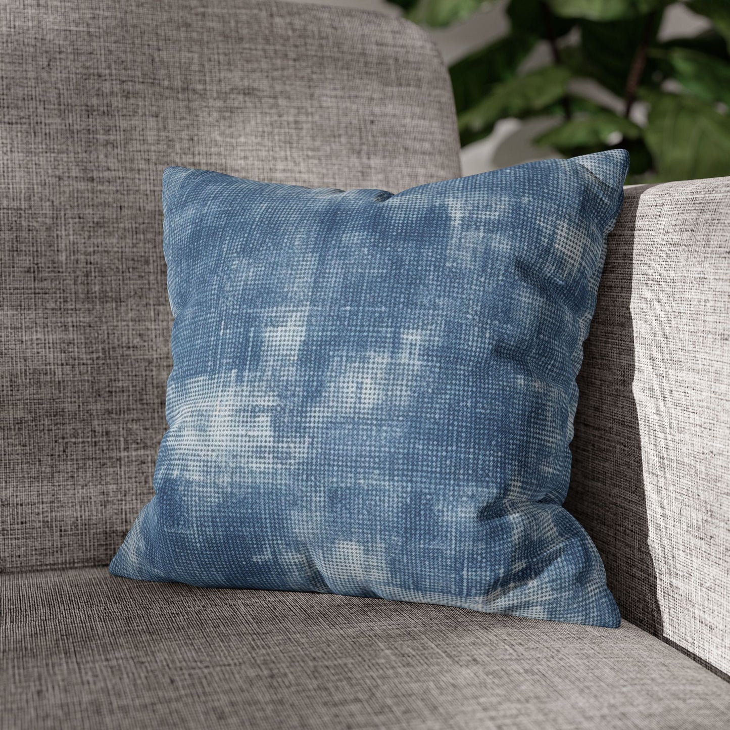 Faded Blue Washed-Out: Denim-Inspired, Style Fabric - Spun Polyester Square Pillow Case