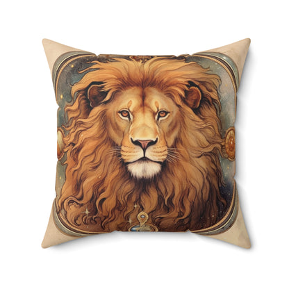 Astrological Leo Sign Vibrant Celestial Cosmic Zodiac -Spun Polyester Square Pillow