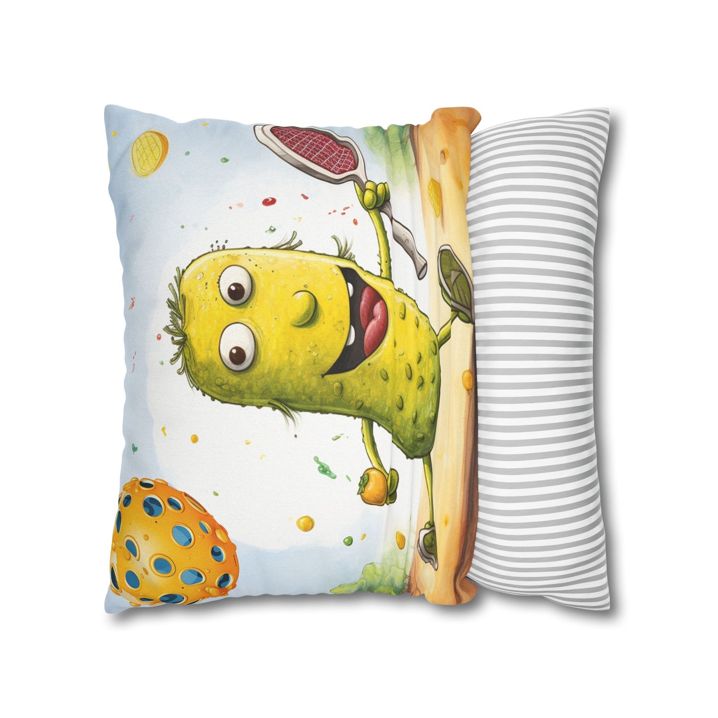 Pickleball Play: Pickle Sport Action Game, Fast Dink Ball - Spun Polyester Square Pillow Case