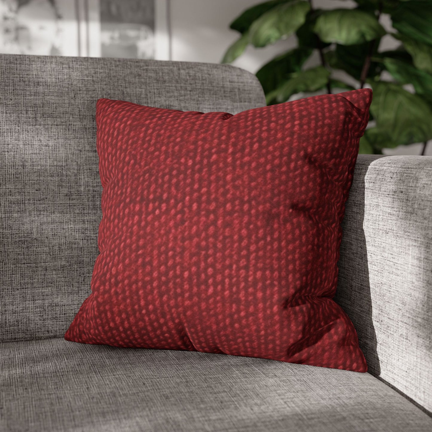 Bold Ruby Red: Denim-Inspired, Passionate Fabric Style - Spun Polyester Square Pillow Case