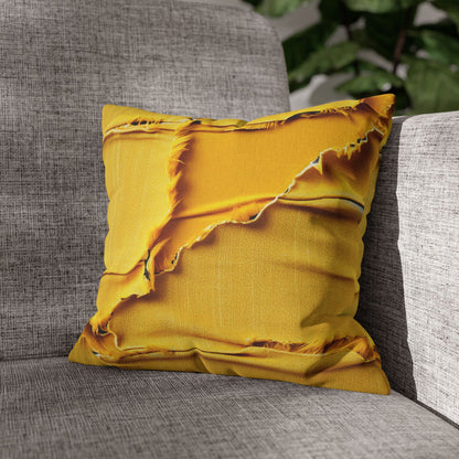 Banana Yellow Lemon: Bold Distressed, Denim-Inspired Fabric - Spun Polyester Square Pillow Case