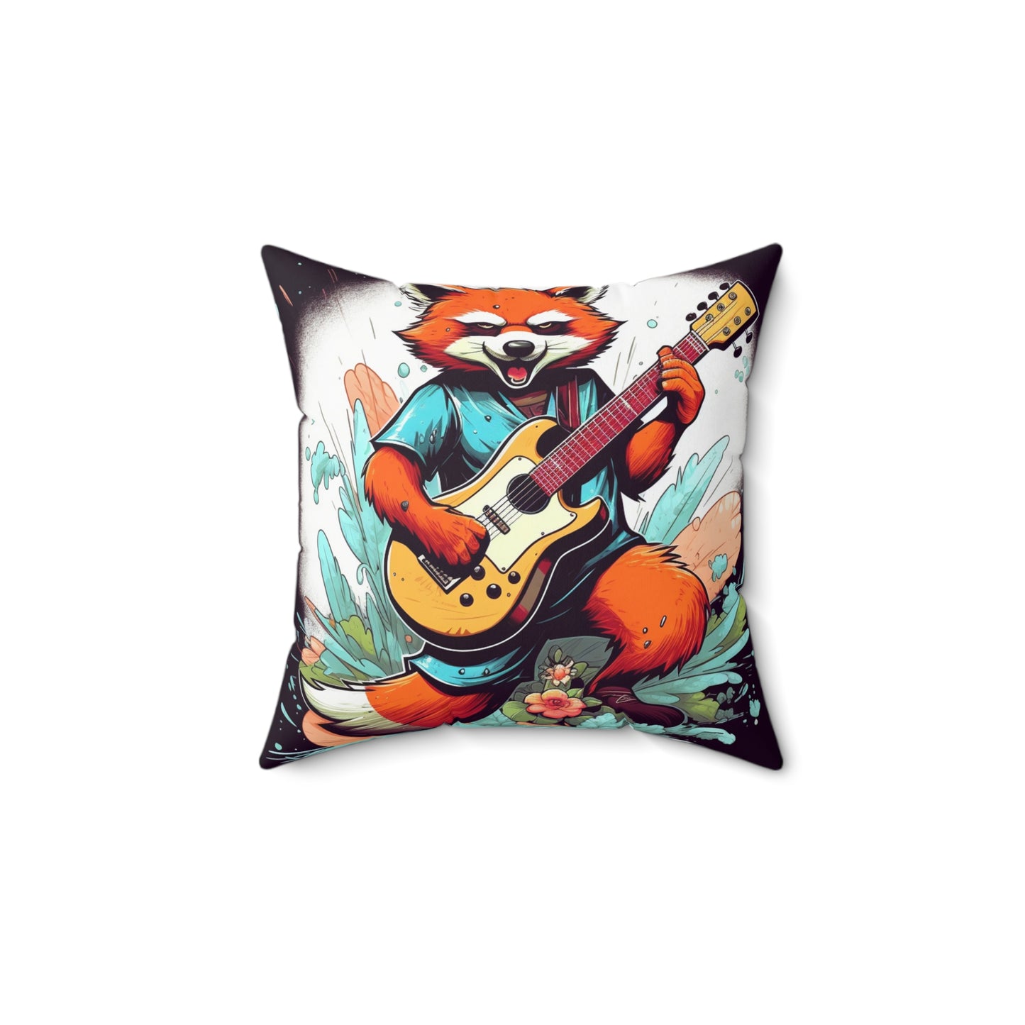 Red Panda Music Band Animal Spun Polyester Square Pillow