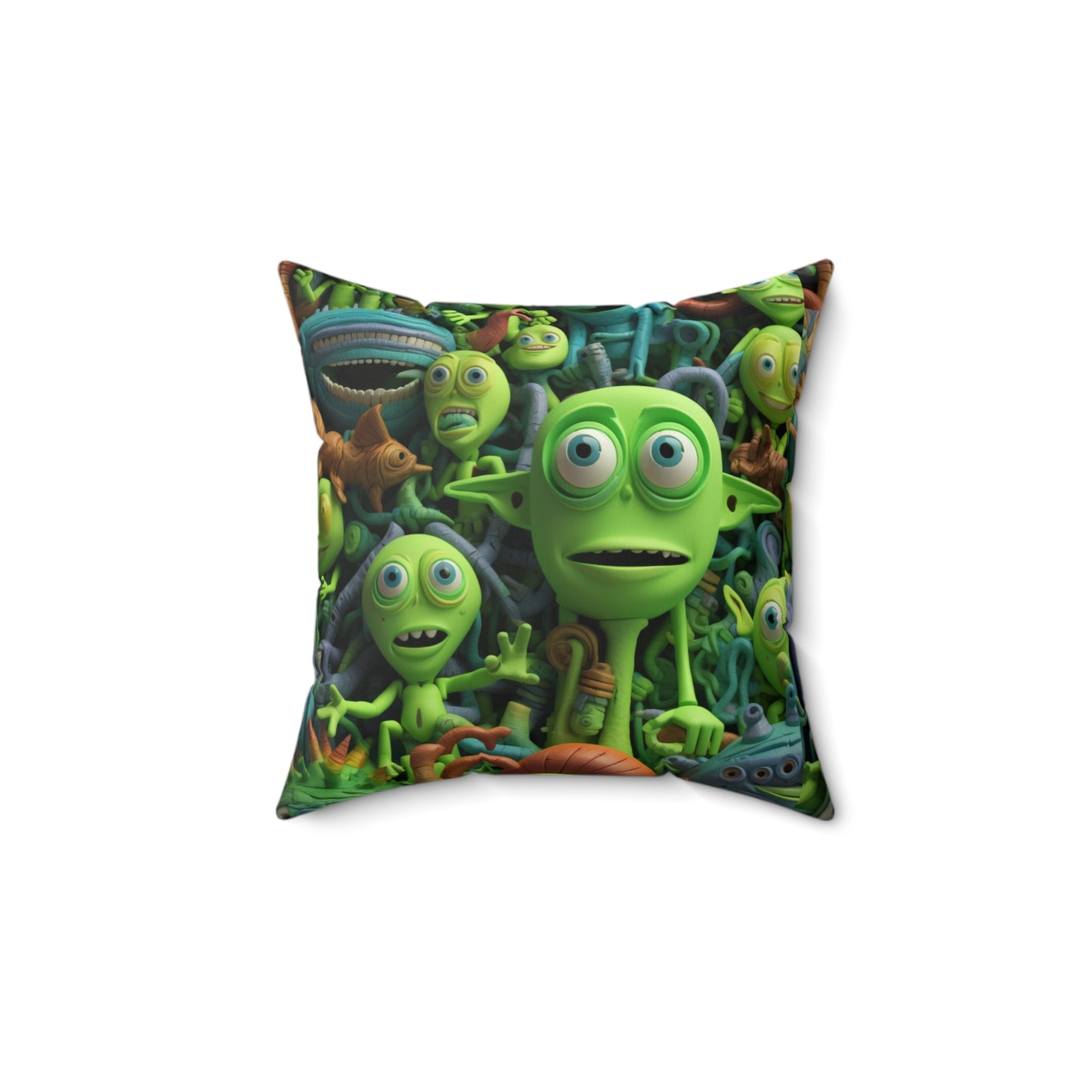 Toy Alien Story Space Character Galactic UFO Anime Cartoon - Spun Polyester Square Pillow