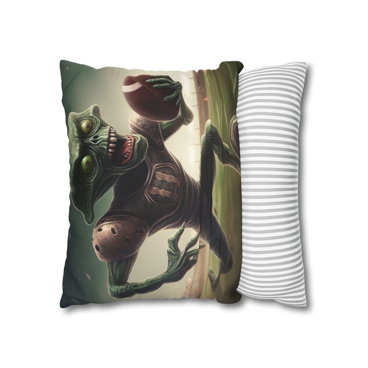 Alien Football Space Sport Game Stadium Athlete Galaxy Player - Spun Polyester Square Pillow Case