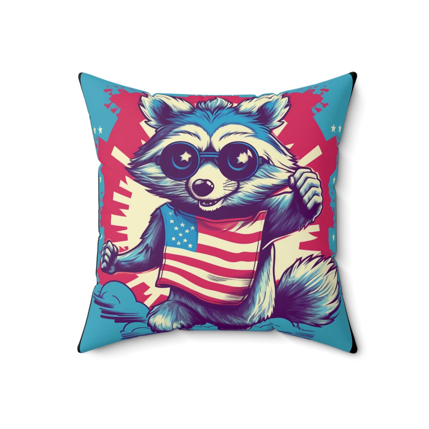 American Great Raccoon USA Classic Graphic Spun Polyester Square Pillow