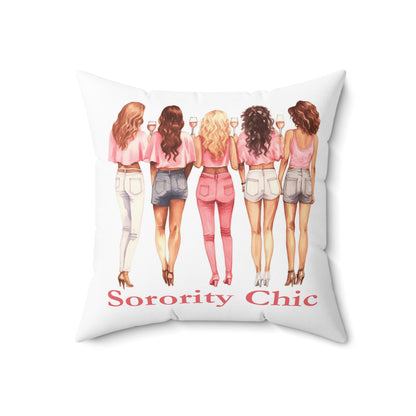 Sorority Chic Bachelorette Party Illustration - Women Toasting - Spun Polyester Square Pillow