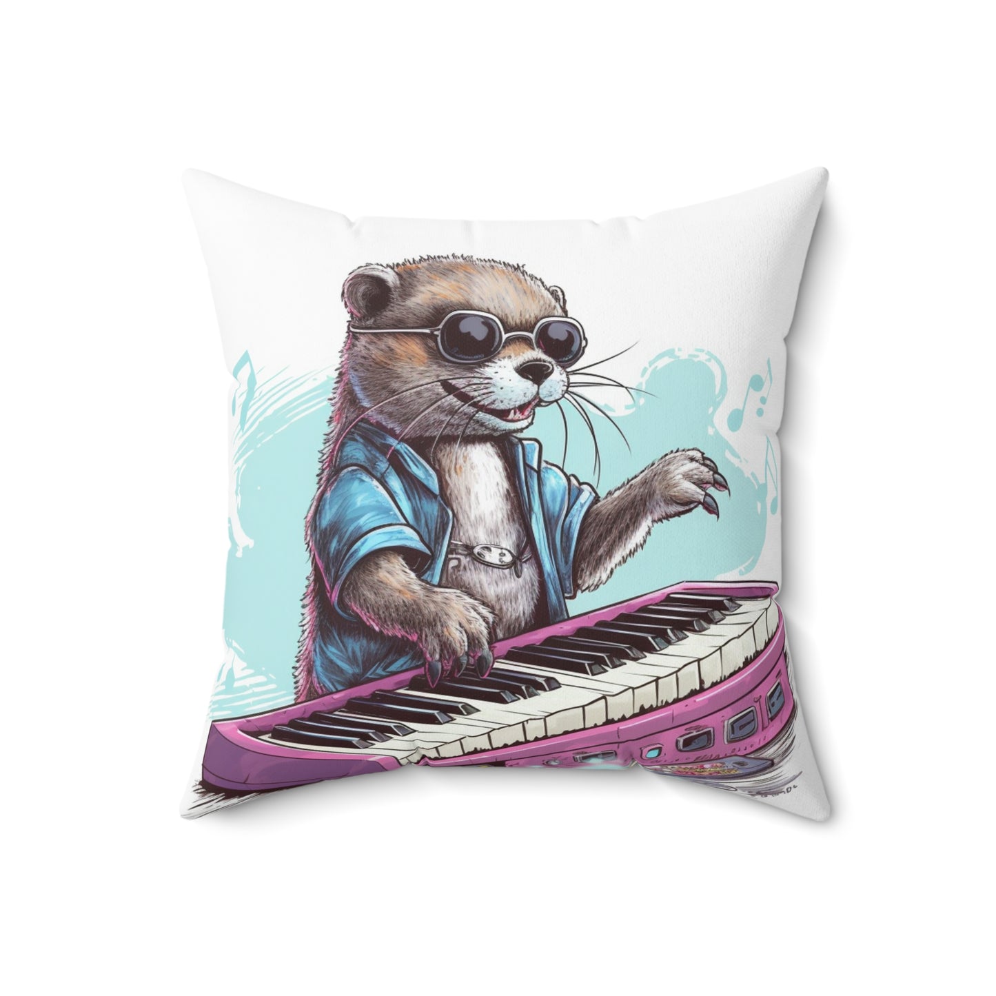 Otter Piano Keyboard Music Player Graphic Spun Polyester Square Pillow