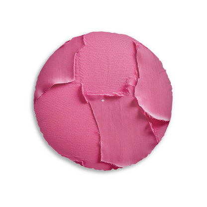 Distressed Neon Pink: Edgy, Ripped Denim-Inspired Doll Fabric - Tufted Floor Pillow, Round