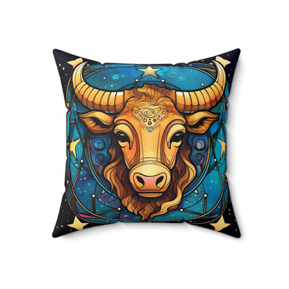 Taurus Constellation Zodiac Sign Astrology Cosmic Art - Spun Polyester Square Pillow