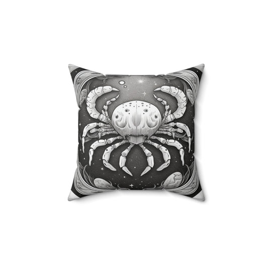 Cancer Zodiac, Crab Symbol Design, Water Element, Spun Polyester Square Pillow