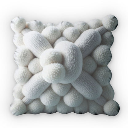 Boucle White Knot Plush, Scandinavian knot cushion - Shaped Pillow