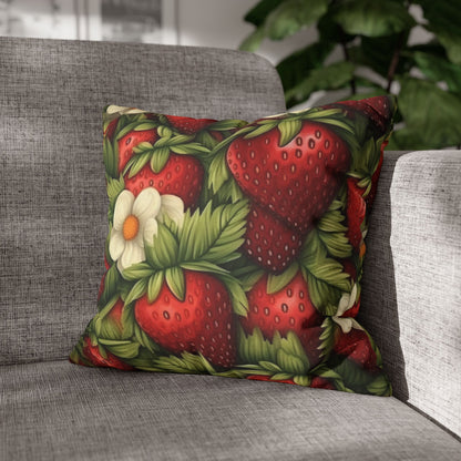 Strawberry Euphoria: The Ultimate Guide to Celebrating Life's Sweetest BerrySpun Polyester Square Pillow Case