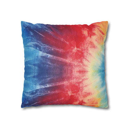 Rainbow Tie-Dye Denim: Vibrant Multi-Color, Fabric Design Spectacle - Spun Polyester Square Pillow Case