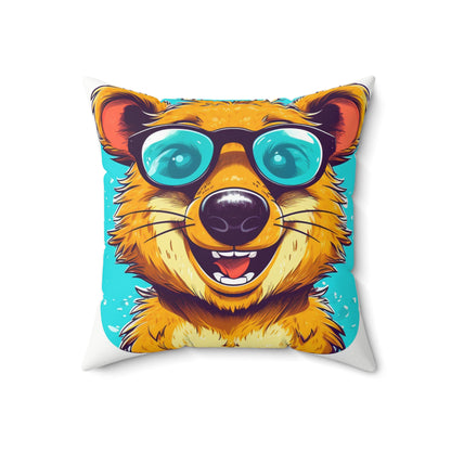 Quokka Cartoon Design Happy Animal Spun Polyester Square Pillow