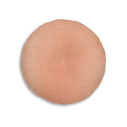 Soft Pink-Orange Peach: Denim-Inspired, Lush Fabric - Tufted Floor Pillow, Round