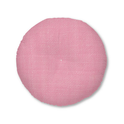 Pastel Rose Pink: Denim-Inspired, Refreshing Fabric Design - Tufted Floor Pillow, Round