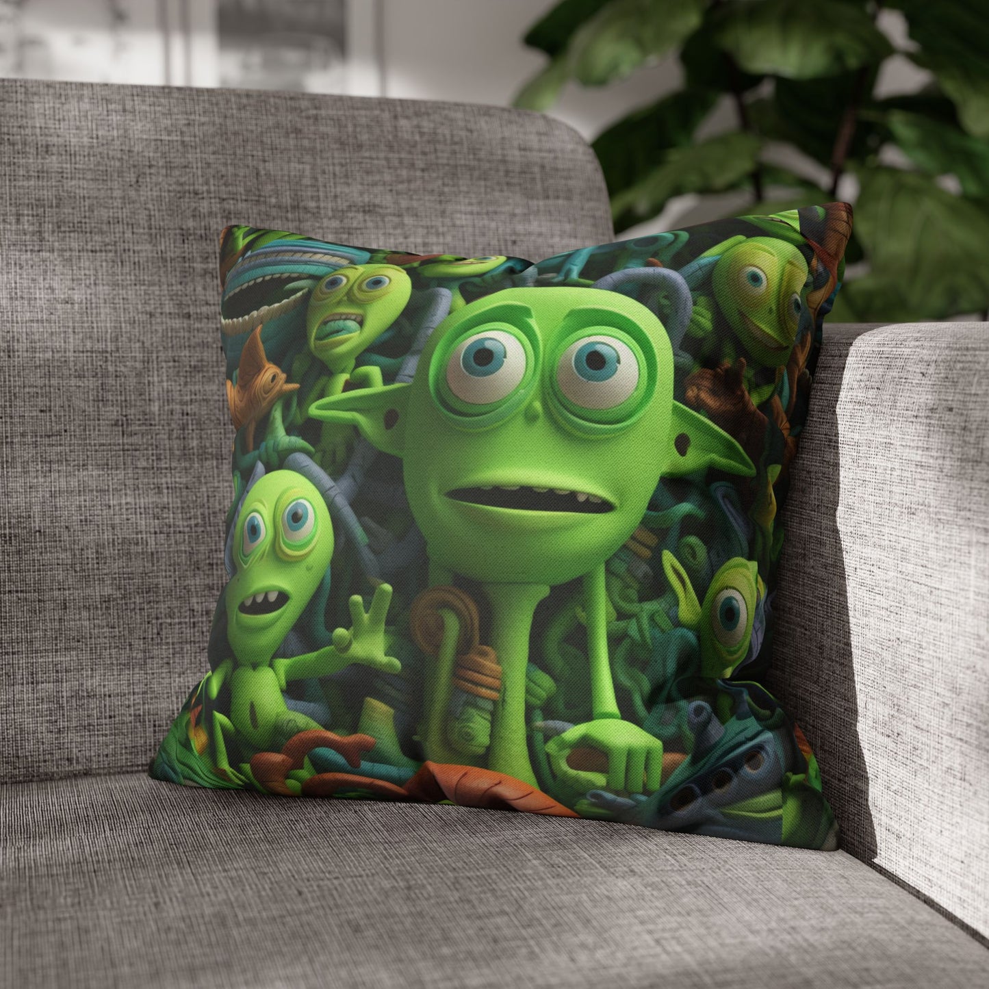 Toy Alien Story Space Character Galactic UFO Anime Cartoon - Spun Polyester Square Pillow Case