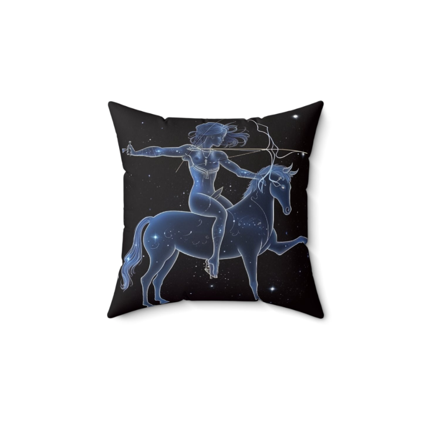 Sagittarius Zodiac in Starlit Universe - Fluorescent Colors - Spun Polyester Square Pillow