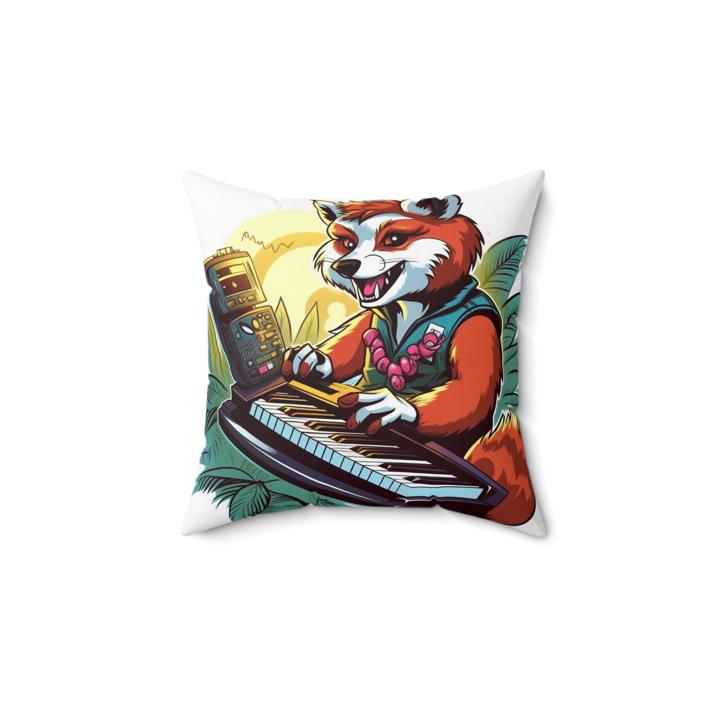 Red Panda Keyboard Music Piano Graphic Spun Polyester Square Pillow