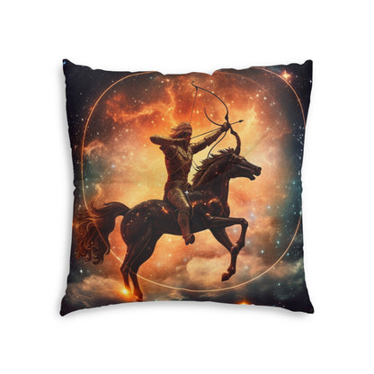 Sagittarius Constellation Totem - Archer in Action Zodiac Symbol - Tufted Floor Pillow, Square