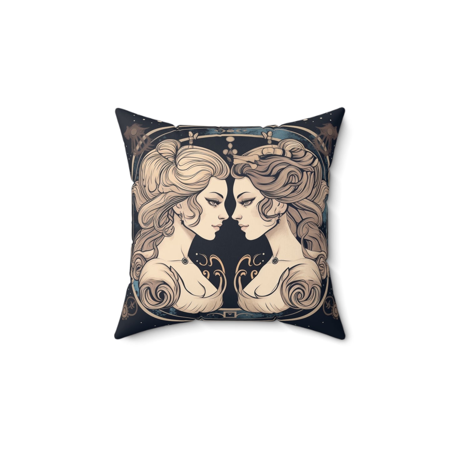 Duality of Gemini - Expressive Twins Zodiac - Spun Polyester Square Pillow