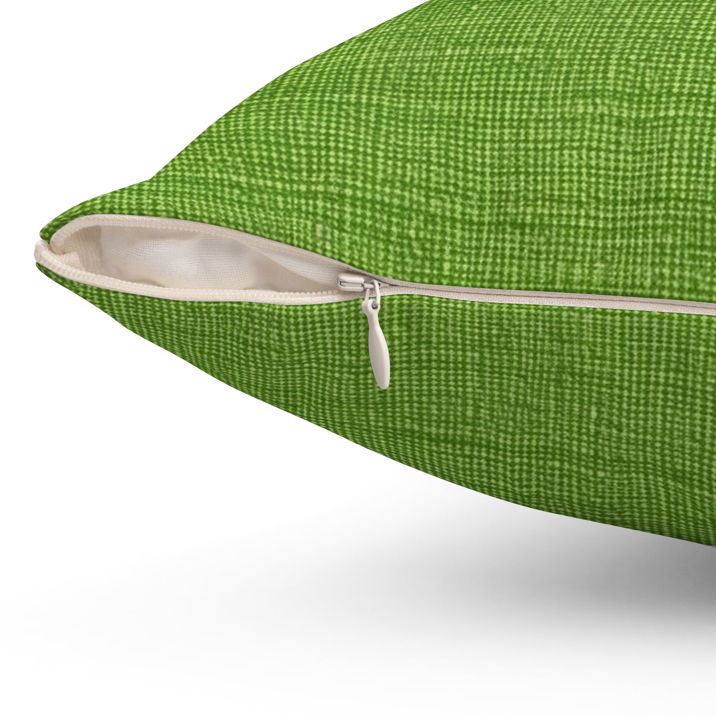 Olive Green Denim-Style: Seamless, Textured Fabric - Spun Polyester Square Pillow