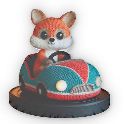 Bumper Car Fox, Amusement Park Ride, Plush Shaped Pillow