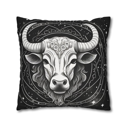 Taurus Sign Spun Polyester Square Pillow Case, Indoor, Double Sided