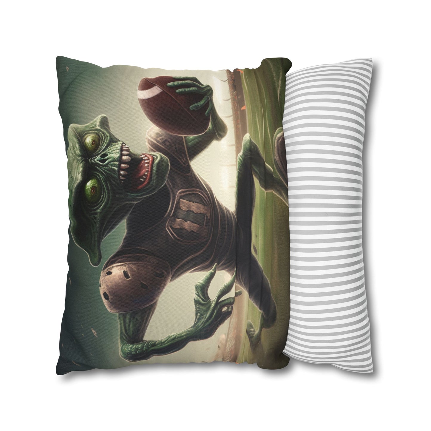 Alien Football Space Sport Game Stadium Athlete Galaxy Player - Spun Polyester Square Pillow Case