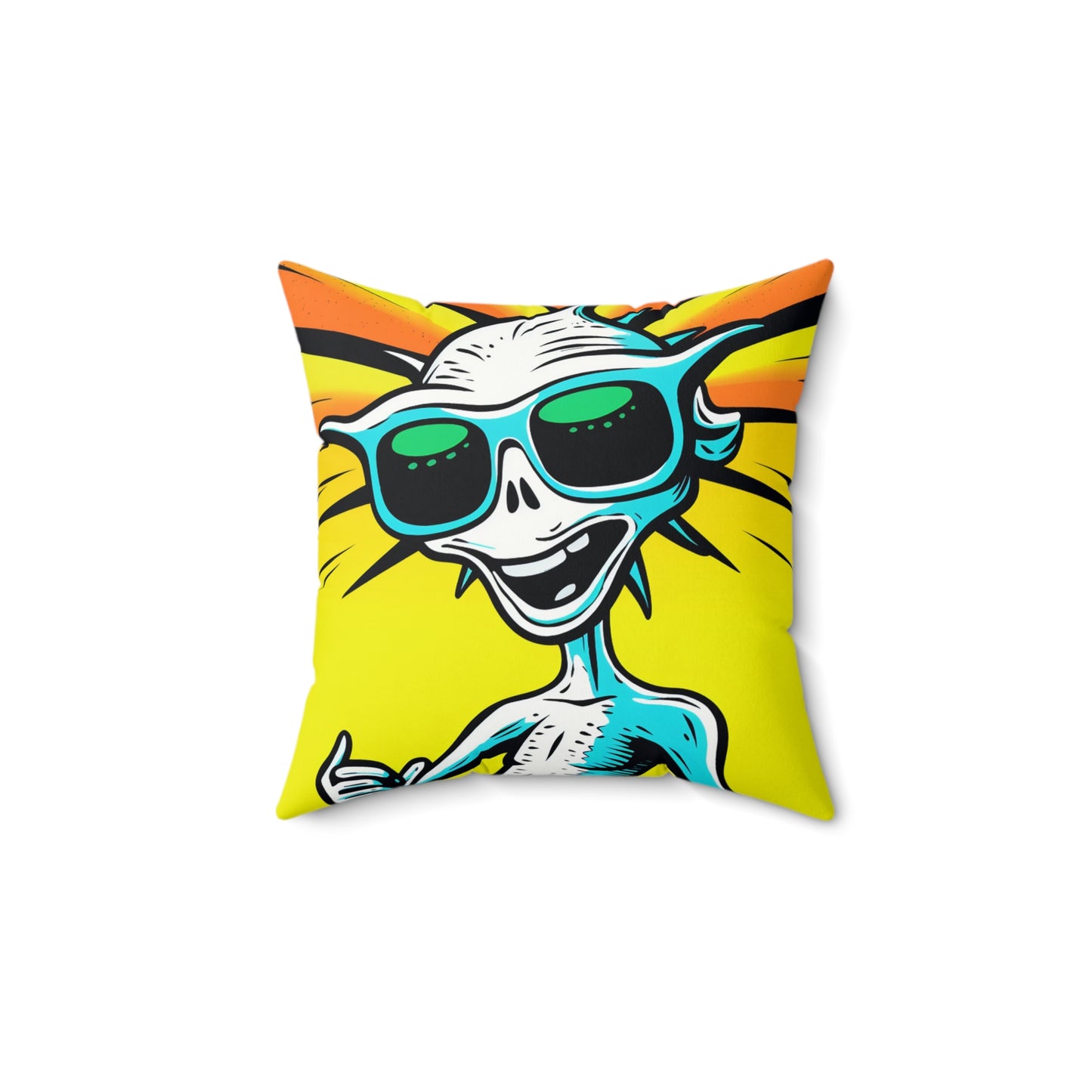 Fashionable UFO-Inspired Summertime Animated Spun Polyester Square Pillow