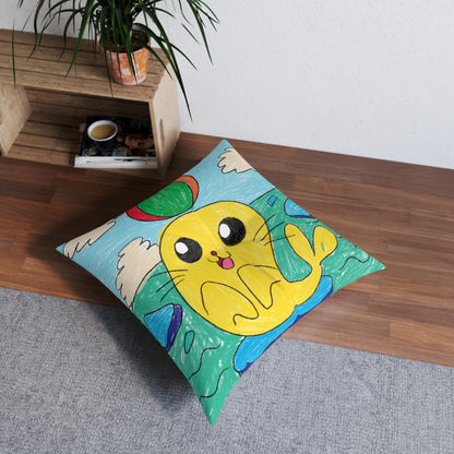 Seal Trick Marine Ocean Animal Sea Creature Tufted Floor Pillow, Square