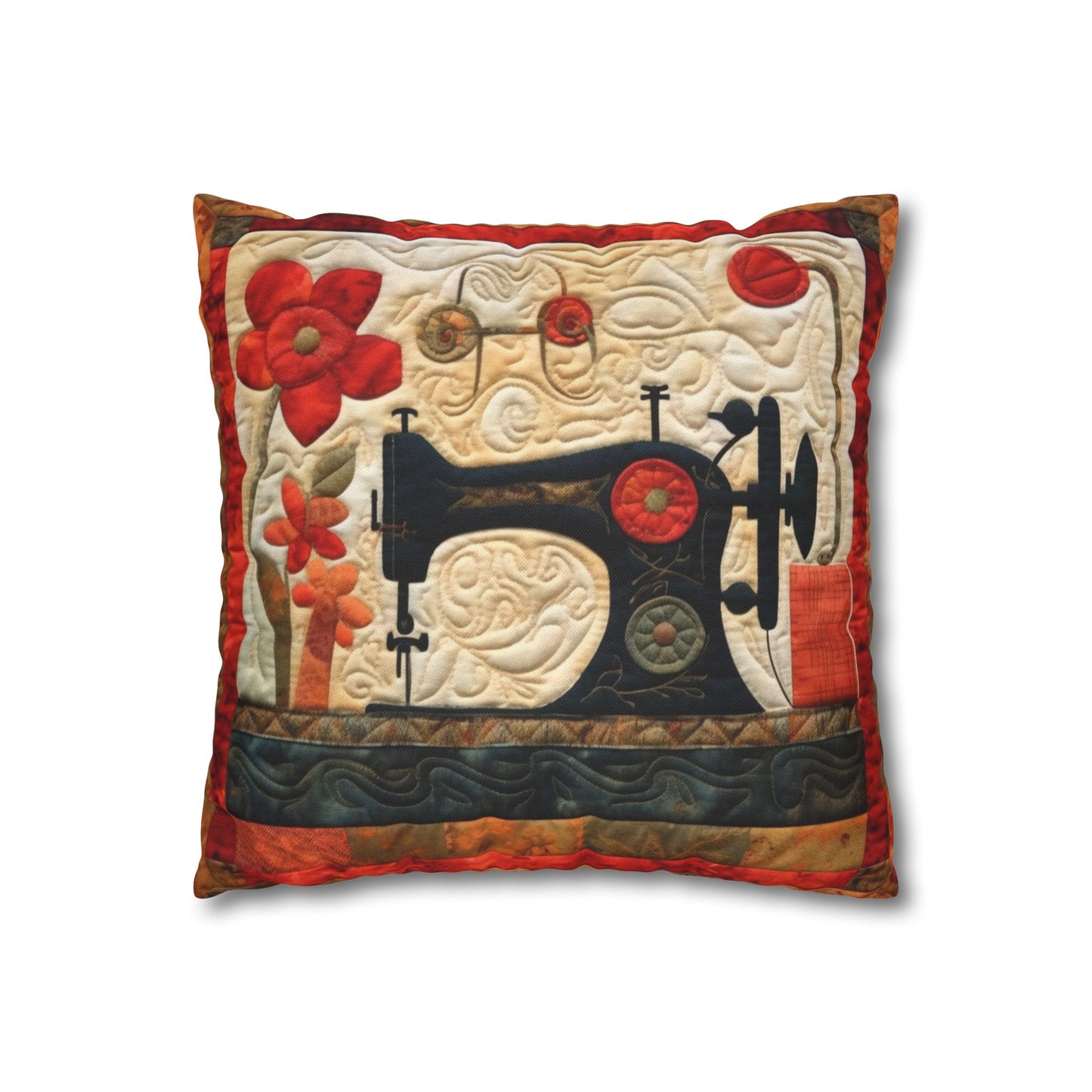 Sewing Machine Quilt: A Crafted Design Homage to Stitching - Spun Polyester Square Pillow Case