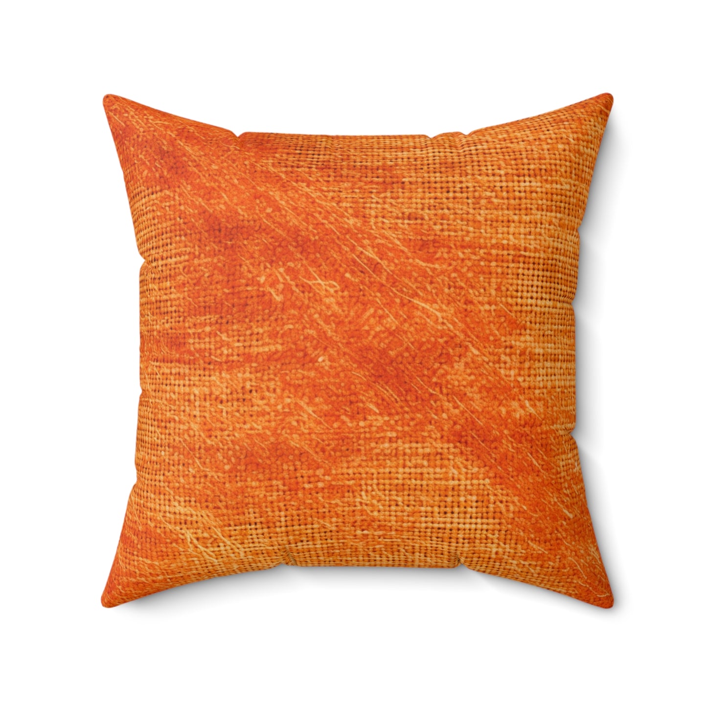 Burnt Orange/Rust: Denim-Inspired Autumn Fall Color Fabric - Spun Polyester Square Pillow