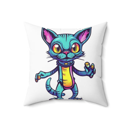 Cat Alien Creature Animal Spun Polyester Square Pillow