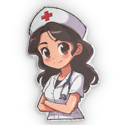 Chibi Nurse, Adorable Healthcare Gift, Anime Nurse Illustration, Caring Medical Character, Nurse Art, Compassionate Caregiver, Shaped Pillow