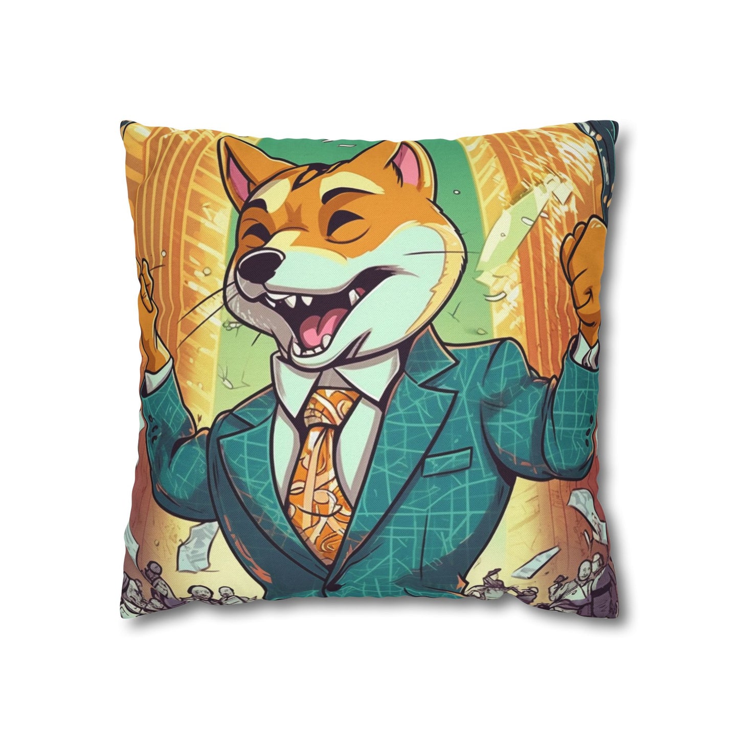 Synthwave Shiba Inu NYSE Collector's Gear: Spun Polyester Square Pillow Case