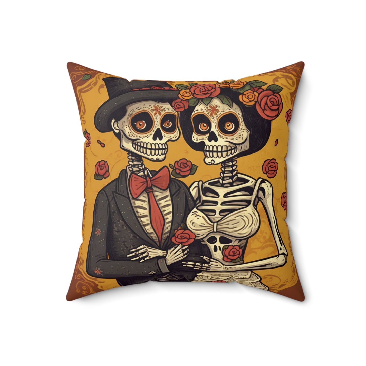 Halloween Wedding Marriage, Bride & Groom - Forever Soulmates - Spun Polyester Square Pillow