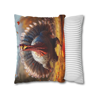 Thanksgiving Trot Turkey Run Athlete Sprint Racer Holiday Feast Dinner - Spun Polyester Square Pillow Case